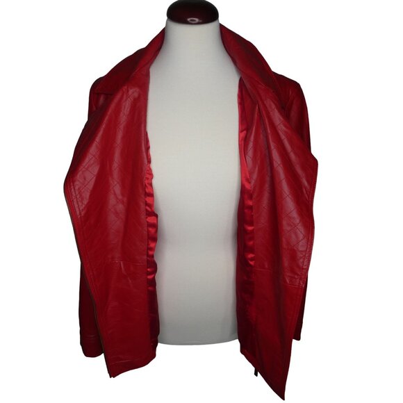 Hal Rubenstein Red Leather Fall Jacket Women's Large - Picture 3 of 9